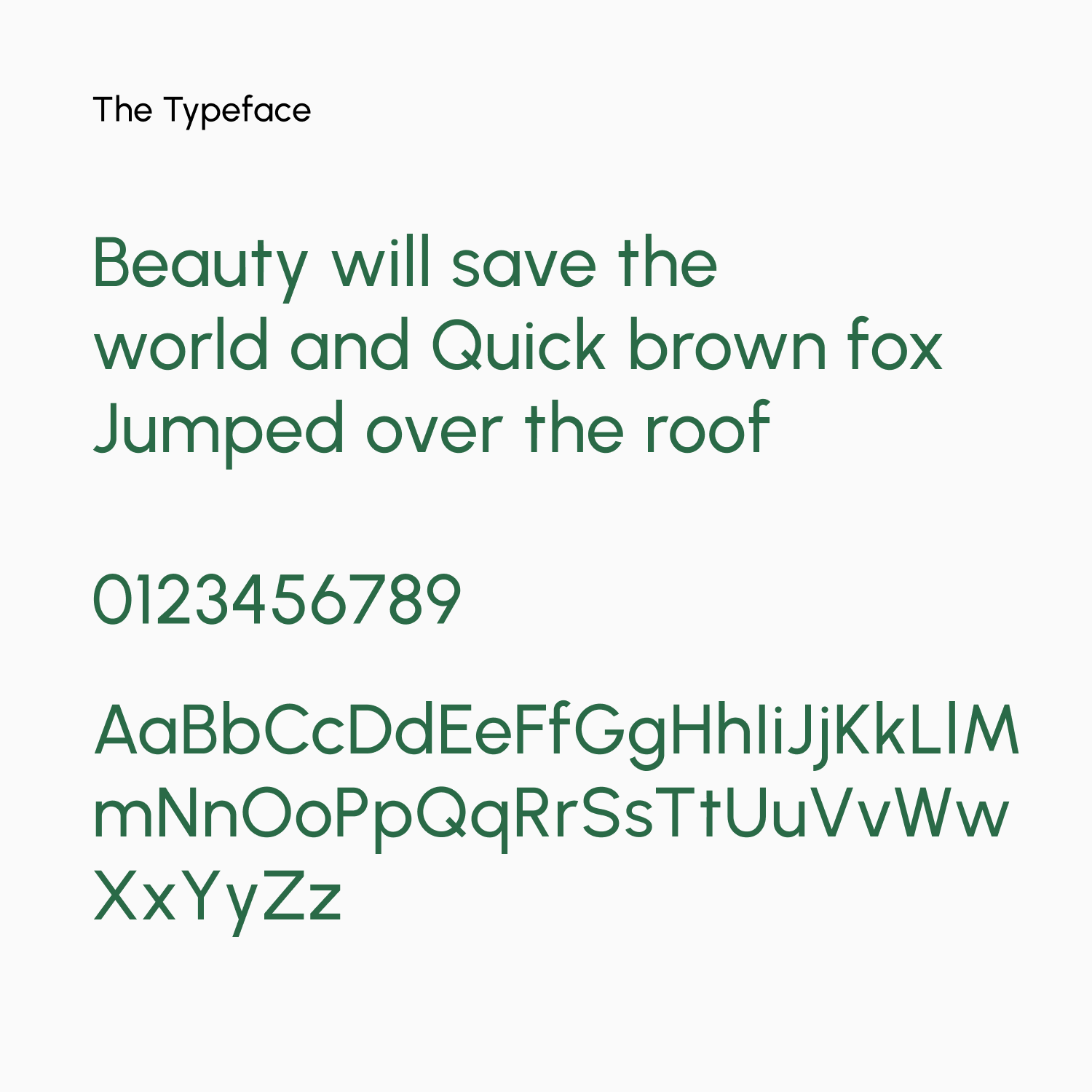 Sample text showing uppercase and lowercase letters, numbers, and a phrase in a clean, modern sans-serif typeface.